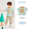 Sensación Refrescante Algodón de Seda Hielo Ropa para Niños Verano Camiseta Rayada Infantil Conjunto de Verano para Bebé Camiseta de Manga Corta para Niños de 5 Años
