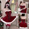 Fantasia de Natal para Mulheres, Vestido Vermelho, Traje Cosplay Sexy de Coelho, Uniforme de Ano Novo, Conjunto de Natal Puro Desejo