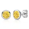 Aretes de Diamante Amarillo Diamante de Alto Carbono [Liquidación Envío Gratis] Sencillos Ins Cuadrado de Princesa 6*6mm Aretes Corte Flor de Hielo Plata S925