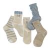 Calcetines Estilo Coreano para Mujer, Calcetines Azules y Blancos con Lazo de Corazón hasta la Mitad de la Pantorrilla, Diseño Original, Calcetines de Felpa Femeninos, Sin Costuras
