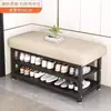 Entrada de Casa Banco Suave Acolchado para Zapatos Doble Capa Estante de Zapatos de Hierro Forjado Asiento de Pasillo Taburete para Cambiar Zapatos Almacenamiento Banco Largo Venta al por Mayor