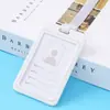Kunzhen juego de tarjetero para permiso de trabajo transparente de doble cara, tarjetero para certificado, insignia, tarjeta escolar, tarjetero para tarjeta de autobús, cordón para estudiante y empleado