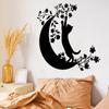 Pegatinas de Pared de Dibujos Animados Gato Negro Misterioso Árbol de Luna Creciente para Dormitorio Sala de Estar Entrada Pared de Fondo Decorativas Autoadhesivas