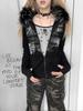 Estilo Milenial Europeo y Americano Y2K Chica Atractiva Cuello de Piel Pedrería Vintage Otoño Invierno Sudadera con Capucha Versátil Adelgazante para Mujer con Cremallera