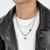 Collar Europeo y Americano de Doble Capa con Diamantes Cuadrados y Estallido de Estrella para Hombre, Moderno, Genial, Lujo Ligero, Nicho, Estilo Ins, para Mujer, Parejas, Hip-Hop, Accesorio para Sudadera, Suéter