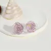 Estilo Coreano Elegante Lujo Ligero Pequeño Aroma Color de Ensueño Combinación de Colores Aretes de Rosa de Moda Aretes Transparentes Tridimensionales Aretes