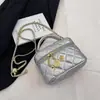 Bolsa Feminina Corrente Rombos Transfronteiriça 2026 Nova Moda Estilo Coreano Bolsa de Ombro Transversal Bolsa de Mão Versátil Bolsa Caixa Estilosa