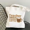 Bolsa de Lona Estampada Arco-Íris Professor Dia do Professor Bolsa de Ombro Estudante Moda Portátil Bolsa de Compras Comércio Exterior