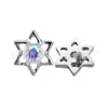 Arete de Hueso del Oído de Titanio F136 con Estrella de Seis Puntas e Incrustación de Circonita, Joyería para Piercing Corporal de Aleación de Titanio G23 Transfronteriza, Arete para Oreja