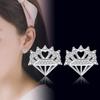Brincos de Prata Esterlina Imitação Qiao Lanxuan para Comércio Exterior, Coração de Diamante, Coroa, Moda Coreana Feminina, Joia de Orelha para Estudante