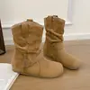 2026 Invierno Nuevo Retro Versátil Adelgazantes Con Terciopelo Espeso Botas Apiladas Que Aumentan la Altura Botas Cortas Birkenstock Botas Martin Mujer