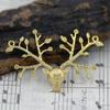 DIY acessórios de jóias artesanais 24k brincos de ouro real pulseira colar acessórios grampo de cobre material de cabeça de veado pingente A686