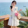Vestido de Verão para Meninas 2026 Novo Estilo Saia de Verão Infantil Vestido de Princesa Branco Deslumbrante Roupas de Verão Infantis