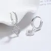 Aretes Corazón Hueco Aretes de Plata 925 para Mujer Joyería Transfronteriza Diseño de Nicho Zirconita Brillante Pinzas para Orejas Regalo de Cumpleaños