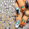 Pegatinas Nuevas para Uñas de Halloween Transfronterizas Dibujos Animados Fantasma Lindo Araña Linterna de Calabaza Pegatinas Adhesivas para Arte de Uñas 3D