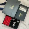 Caja de Regalo Versa Live Set Aretes de Flor Spot 6 Caja para Aretes Anillo de Flor de Rosa Caja de Regalo Caja con Colgante de Flor de Jabón
