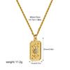 Collar Transfronterizo Europeo y Americano de Acero Inoxidable con Baño de Oro de 18K, Etiqueta Cuadrada de Tarot, Sol, Luna, Estrella de Ocho Puntas, Flor con Puntos de Diamante