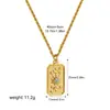 Collar de Zirconia Chapado en Oro al Vacío 18K Europeo y Americano de Venta Caliente Collar con Colgante Cuadrado de Acero Inoxidable con Sello de Sol y Estrella