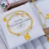 Tienda de Oro Mismo Estilo Chapado en Oro Brillante Doble Capa de Perlas Trituradas Hielo Trébol Pulsera de Doble Cara para Mujer, Joyería de Alta Gama Transmisión en Vivo