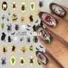 2025 Halloween Nuevas Pegatinas para Uñas con Borde Dorado Dibujos Animados Fantasma Araña Gato Negro Pegatinas Adhesivas de Halloween para Uñas