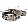 Pulseira de Couro de Vaca Tecida Estilo Retrô Cabeça de Líder Tribal Pulseira de Couro Genuíno para Homens Joia Pulseira Estilo Étnico Atacado