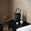 Moji Arte de Tela Hecho a Mano Mariposa Verde Colección de Accesorios para Ceremonia de Té: Tapete de Té Turquesa, Paño de Té, Bolsa para Juego de Té, Bolsa de Almacenamiento Portátil