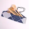 Juego de palillos y cuchara de madera estilo japonés, juego de dos piezas, vajilla portátil para exteriores, regalo