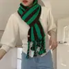 Cachecol longo feminino outono e inverno cachecol de tricô cruzado estilo coreano listrado versátil proteção de pescoço quente de inverno celebridade da internet Alto senso
