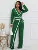 3249 Ropa de Mujer Transfronteriza Europea y Americana Amazon Otoño e Invierno Nuevo Estilo Bloque de Color Sencillo Cotidiano Mono de Manga Larga para Mujer