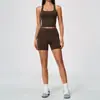 Conjunto de Yoga sin Costuras Europeo y Americano Cintura Alta Levantamiento de Glúteos Control de Abdomen Deportes al Aire Libre Transpirable Secado Rápido Traje de Fitness para Mujer 5112