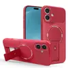 Fábrica Pinjun Funda para Teléfono Móvil con Soporte Anticaída de Fibra de Carbono Adecuada para Apple Iphone17 Cubierta Protectora Magnética