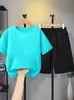 Novedad Verano 2026 Conjunto Infantil Moda Casual Manga Corta Shorts Color Sólido Deportivo Dos Piezas Ropa Diaria de Algodón