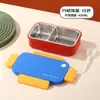 Lonchera de acero inoxidable de grado alimenticio, lonchera compartimentada, lonchera de plástico simple para estudiantes y trabajadores de oficina con cubiertos