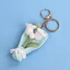 Llavero de Crochet Estilo Coreano Nuevo Colgante de Campanilla de Doble Cabeza Flor de Lirio en Color Degradado Encanto para Bolsa