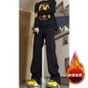 Pantalones Gruesos de Invierno para Hombre Estilo Americano Negro Micro La Jeans con Forro Polar 190 Alto Pantalones Forrados