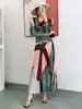 Vestido de Moda de Alta Calidad para Mujer Primavera y Otoño Camiseta Plegada Top para Mujer Falda Larga Conjunto de Dos Piezas Ins Trendy