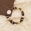 Pulsera de Grano de Café de Cerámica Jingdezhen, Refrescante y que no se decolora, Joyería de Alta Gama para Mujer, Accesorio Versátil de Nuevo Estilo Chino, Mayoreo