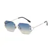Gafas de sol sin montura retro europeas y americanas 2026 con bordes tallados en diamante para hombre y mujer, Gafas especiales para conducir