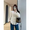 Camisa de Algodón Puro con Cuello Redondo, Mangas de Campana, Patchwork de Encaje con Bordado Floral de Alta Resistencia Estilo Francés para Mujer, Nuevo Modelo 2026 H030122