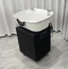 Cama de Shampoo Vertical, Bacia de Shampoo de Corte Rápido, Lavatório de Salão de Beleza Estilo Sentado, Lavatório de Shampoo de Salão de Beleza, Cuba de Cerâmica