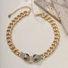 Collar de cadena de perlas metálicas con forma de serpiente europea y americana transfronteriza de dragón, alto sentido del diseño, hip hop, viento frío, collar de dama