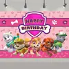Equipo de Patrulla Fronteriza Fondo de Cumpleaños Fiesta de Perros Paw Patrol Decoración Pancarta Escenario Accesorios Bandera