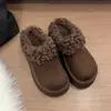 Zapatos de Felpa con Suela Gruesa para Aumentar la Altura para Mujer, Pantuflas de Punta Cerrada, Calzado de Exterior 2026 Otoño/Invierno Nuevos, Calzado Birkenstock Cálido Slip-on