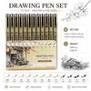 Kit de Canetas Art Liner para Estudantes, Desenho de Linha Simples, Rastreamento de Design, Canetas com Ponta de Agulha Multiespecificação, Canetas de Desenho para Mangá que Não Desbotam