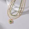 Venta Caliente Transfronteriza Collar de Uso Múltiple de Oro Francés de 14K Accesorios de Cadena de Hoja Personalizada con Colgante de Corazón de Acero Inoxidable