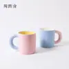 Taza de Cerámica Macaron Color Contrastante Mango Grueso Logo Personalizado Recuerdo Corporativo Taza de Café ins Leche