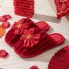 Pantuflas de Boda Lidani para Mujer Otoño e Invierno Pareja Rojo Festivo Par Hogar Cálidas Antideslizantes Pantuflas de Algodón para Boda
