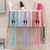 Estante de Almacenamiento para Cepillo de Dientes y Pasta de Dientes Montado en la Pared sin Taladro con Dispensador de Pasta de Dientes, Soporte para Cepillos de Dientes y Vaso para Enjuague