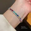 Pulsera con cierre de rectángulo de circonita para mujer, simple, a la moda, exquisita, de lujo ligero, sensación de alta gama, diseño único