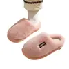 Zapatillas de Felpa de Algodón con Logo de Letra Simple Otoño Invierno Estilo Hombre Mujer Suela Gruesa Suela Suave Hogar Antideslizante Cálido Zapatos de Algodón para Pareja